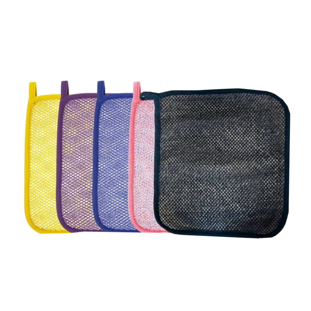 Exfoliating Washcloths,African Exfoliating Net,Reusable African Net Sponge,8.7x10.2In Beige Mutilfunction Wash Cloth for Face and Body Multi-color.