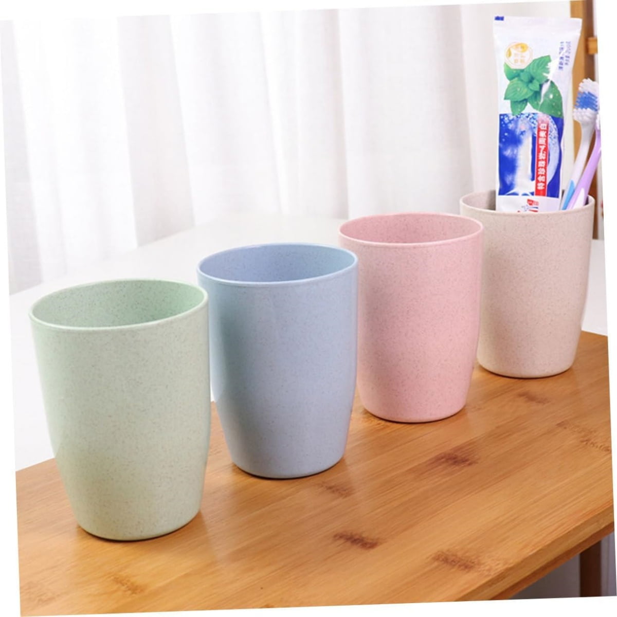 QZS Reusable Cups,10oz Multi-color Water Cups for Kids,4Pcs Dishwasher Safe Water Plastic Glasses,4.1x3.1In Unbreakable Glasses for Party,Home
