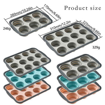 Brownie Pan with Dividers, 1 Set 12 Cavity All Edges Square Cupcake Brownie Pans Mini Cake Non Stick Baking Carbon Steel Bread Mold Small Edge 3x4 Individual Cutter Sheet Tray for Cookie Oven One Size Yellow-A