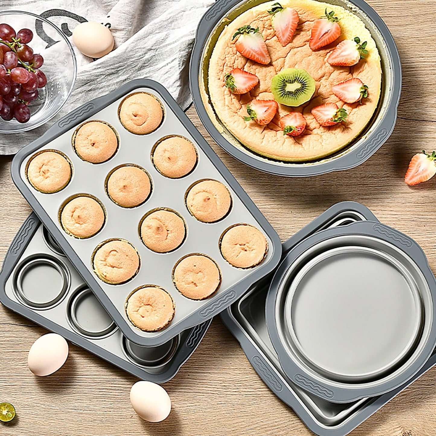 Brownie Pan with Dividers, 1 Set 12 Cavity All Edges Square Cupcake Brownie Pans Mini Cake Non Stick Baking Carbon Steel Bread Mold Small Edge 3x4 Individual Cutter Sheet Tray for Cookie Oven One Size Yellow-A