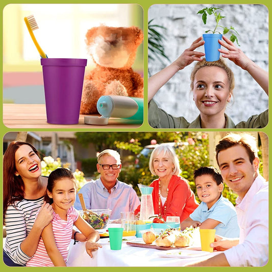 Tutuviw 7oz Plastic Kids Cup Set of 8 Children Drinking Cups, Reusable Juice Tumblers, Unbreakable Toddler Cups Dishwasher Safe, Perfect