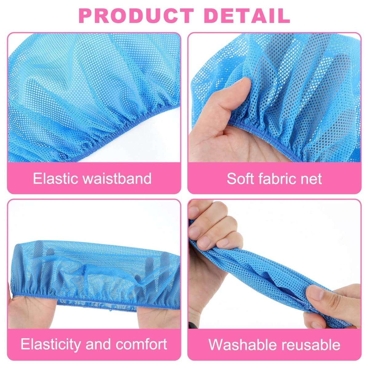 QZS 4 Pcs Mesh Sleep Bonnets,Breathable Shower Caps,Hair Nets Caps for Women,Reusable Multi-color Night Bonnets for Shower,Sleeping,Washing Face Multi-color.