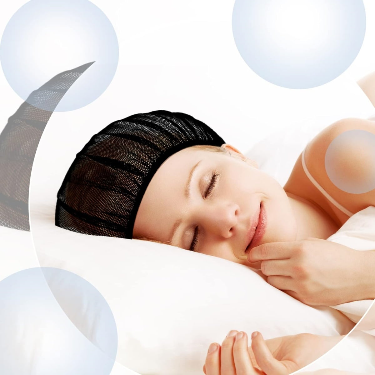 QZS 4 Pcs Mesh Sleep Bonnets,Breathable Shower Caps,Hair Nets Caps for Women,Reusable Multi-color Night Bonnets for Shower,Sleeping,Washing Face Multi-color.
