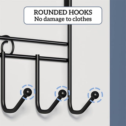 Tutuviw Over the Door Hook,Cat Design Wall Hooks Over Door Hook with 7 Hooks for Back of Bedroom Bathroom Door Punch-Free Coat Rack Organizer Clothes Key Holder Towel Door Coat Hanger Black