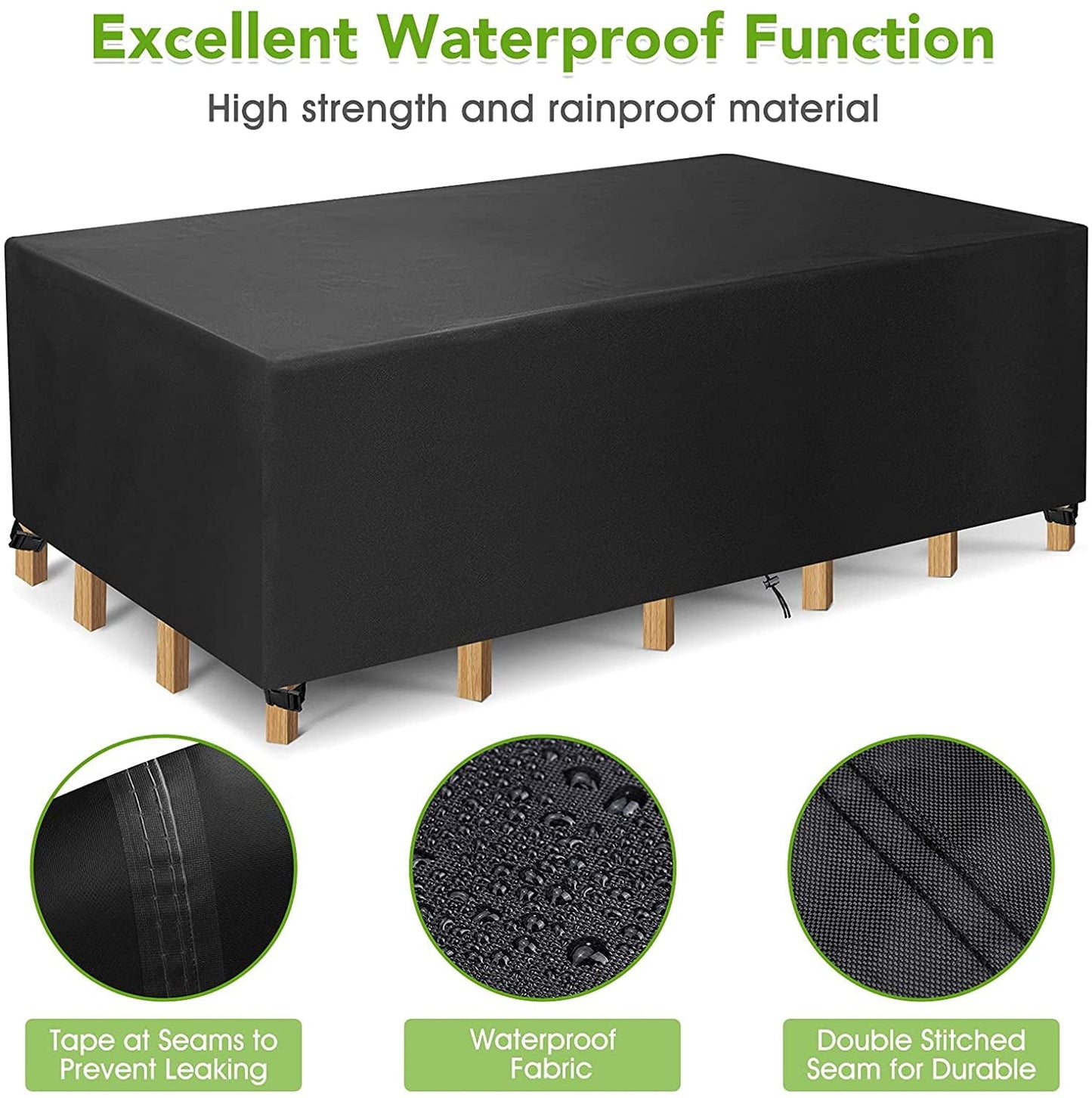 Rectangular Patio Table Cover Heavy Duty Waterproof Outdoor Furniture Set Cover 74" x 47" x 27"