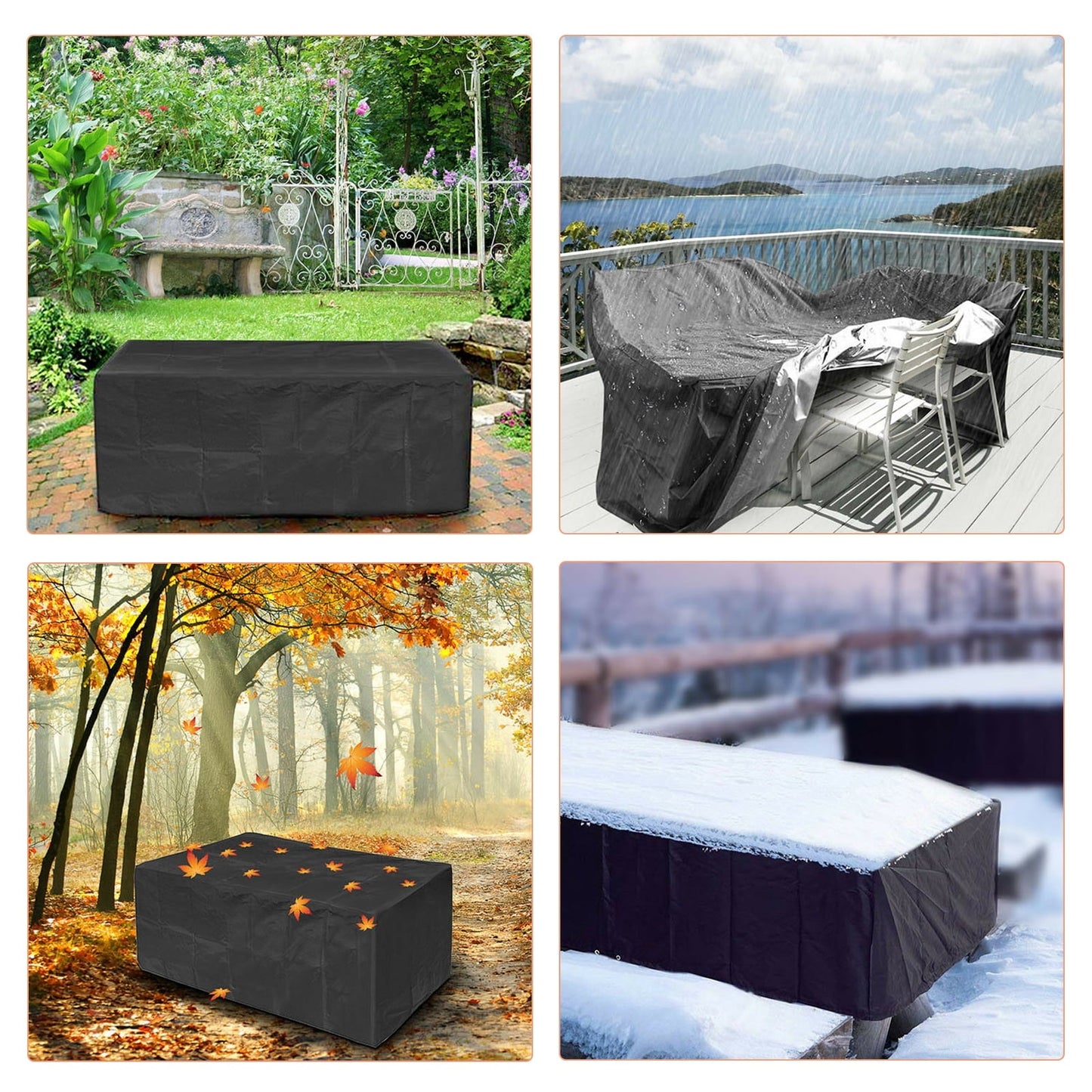 Rectangular Patio Table Cover Heavy Duty Waterproof Outdoor Furniture Set Cover 74" x 47" x 27"