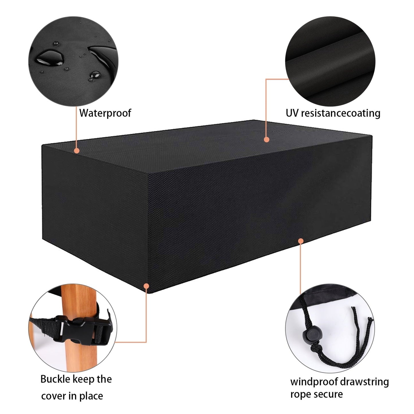 Rectangular Patio Table Cover Heavy Duty Waterproof Outdoor Furniture Set Cover 74" x 47" x 27"