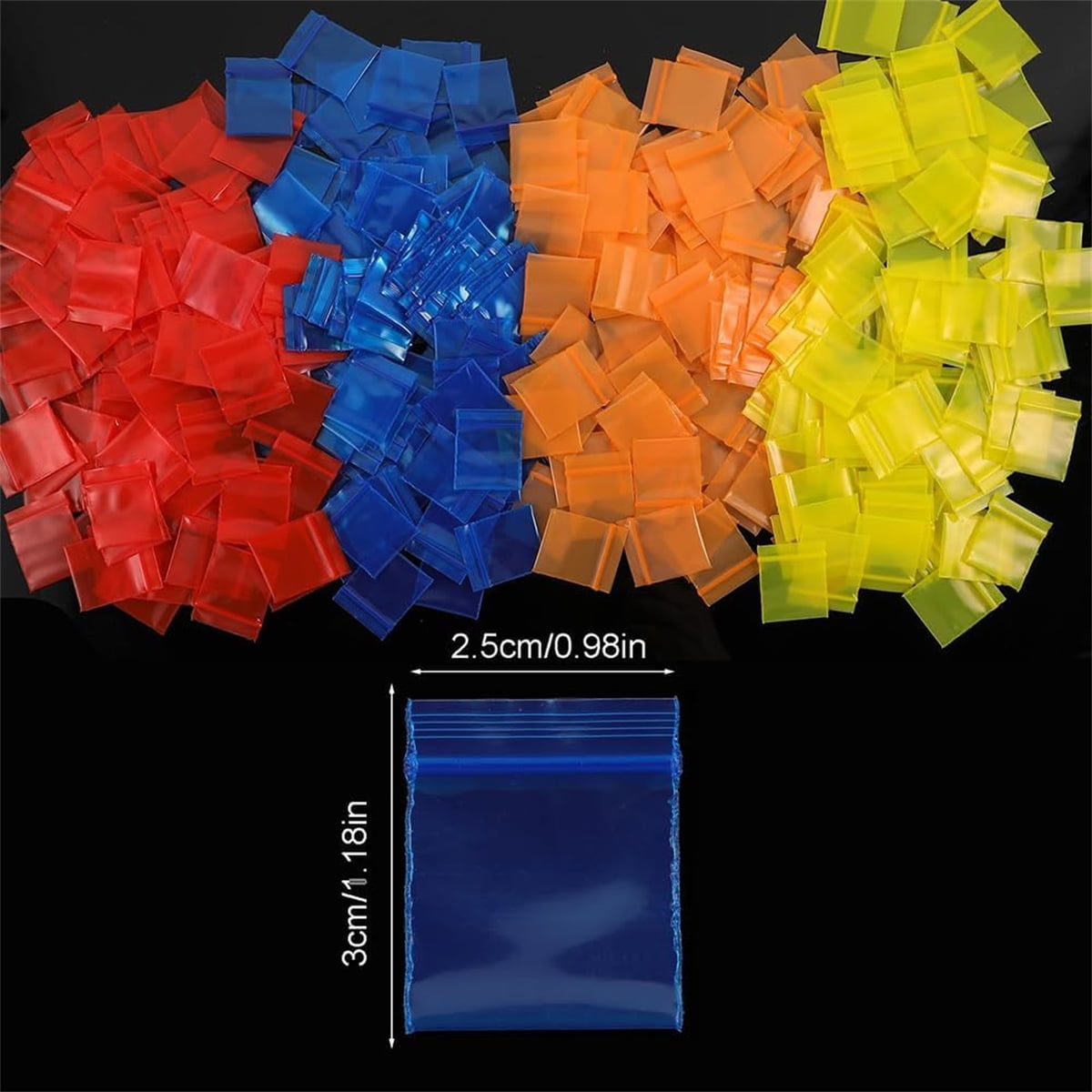 Mini Bags,Tutuviw 200Pcs Small Plastic Seal Bags, Jewelry Bags, Small Packing Bags,Jewelry Reclosable Pouch,Press Sealing Zip Lock Bags for Snack Beads Pills (7MIL Thick, Colour Mixture)