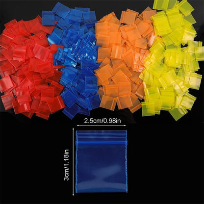 Mini Bags,Tutuviw 200Pcs Small Plastic Seal Bags, Jewelry Bags, Small Packing Bags,Jewelry Reclosable Pouch,Press Sealing Zip Lock Bags for Snack Beads Pills (7MIL Thick, Colour Mixture)