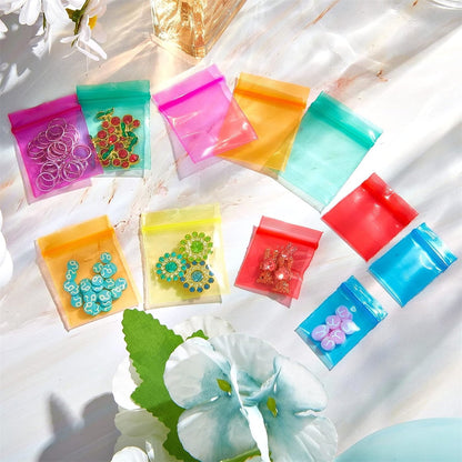 Mini Bags,Tutuviw 200Pcs Small Plastic Seal Bags, Jewelry Bags, Small Packing Bags,Jewelry Reclosable Pouch,Press Sealing Zip Lock Bags for Snack Beads Pills (7MIL Thick, Colour Mixture)