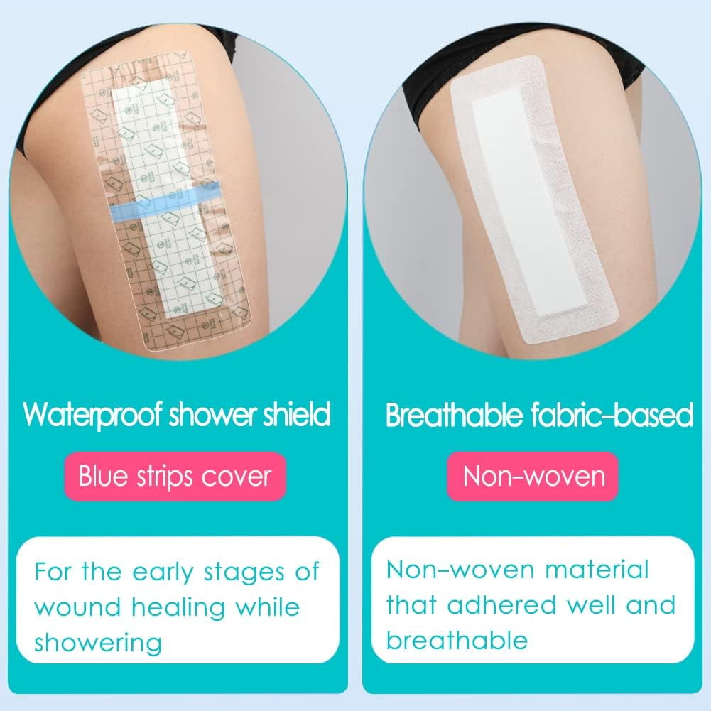 Adhesive Island Dressings - 4x10" Bordered Gauze Bandage for Knee, Hip, Arm, Leg, Abdominal Incisions.