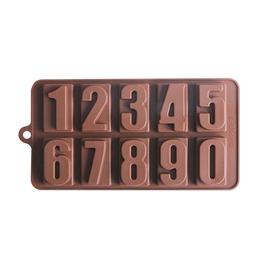 Mini Silicone Molds, Number Molds, Happy Birthday Mold for Baking Biscuits, Cookie, Candy, Chocolate 2-Brown