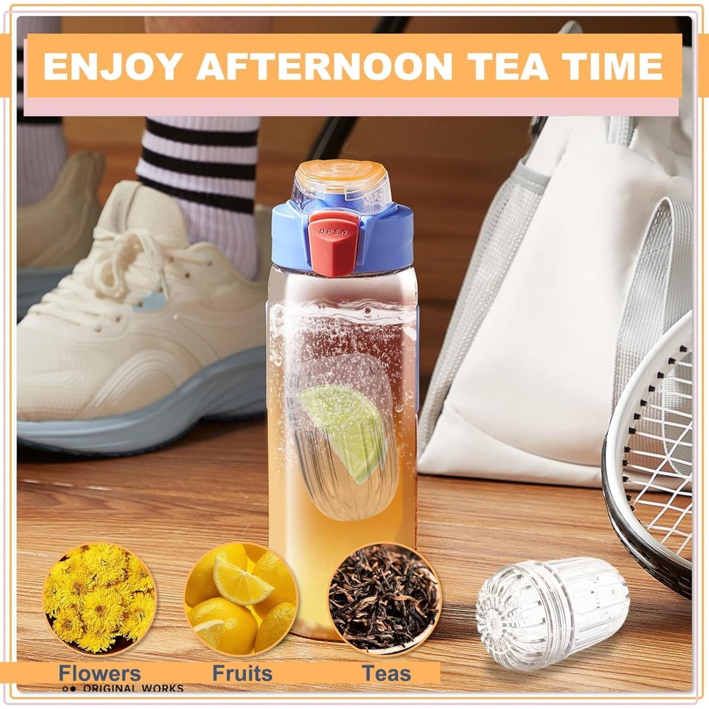 QZS 2.5x1.7In Fruit Infuser Insert,Set of 2 Reusable Fruit Infuser Water Pitcher for Iced Tea,Juice,Beverages,Water