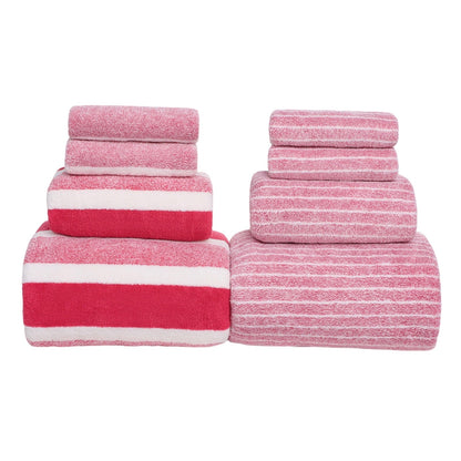 Clearance 8 Pack Plush Absorbent 100% Cotton Bath Towel Set, 2 Bath Towels 4 Hand Towels 2 Washcloths, Luxury 8 Piece Towel Set for Bathroom SPA Gym, Family Bath Towel Set Pink