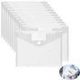 Tutuviw 12Pcs Binder Pockets for 2/3/4 Ring,11 Holes Binder Folders,Clear Document Folders,A4 Size Clear Document Envelopes,Snap Button Pouch with Label for Home Work Organization White.
