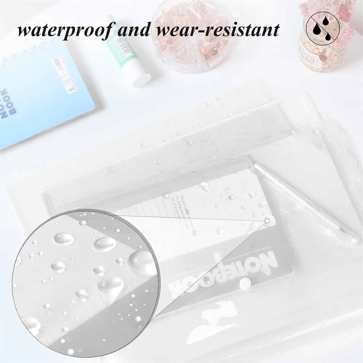 Tutuviw 12Pcs Binder Pockets for 2/3/4 Ring,11 Holes Binder Folders,Clear Document Folders,A4 Size Clear Document Envelopes,Snap Button Pouch with Label for Home Work Organization White.