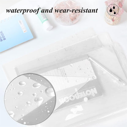 Tutuviw 12Pcs Binder Pockets for 2/3/4 Ring,11 Holes Binder Folders,Clear Document Folders,A4 Size Clear Document Envelopes,Snap Button Pouch with Label for Home Work Organization White.