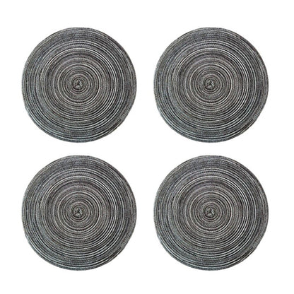 Round Placemats Set of 4, Cotton Woven Placemat Heat-Resistant Non-Slip Washable Table Mats for Dining Table 14 Inch, Blue Gray