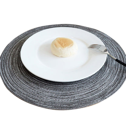 Round Placemats Set of 4, Cotton Woven Placemat Heat-Resistant Non-Slip Washable Table Mats for Dining Table 14 Inch, Blue Gray