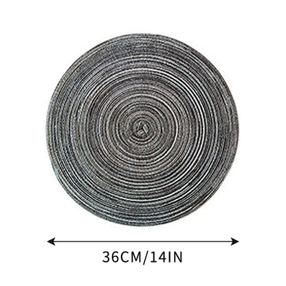 Round Placemats Set of 4, Cotton Woven Placemat Heat-Resistant Non-Slip Washable Table Mats for Dining Table 14 Inch, Blue Gray