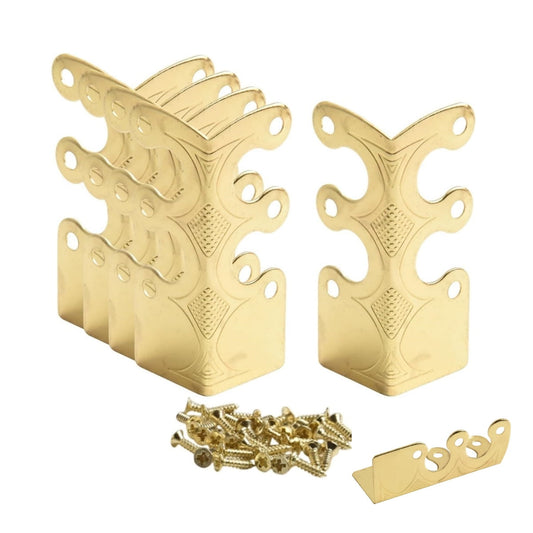 QZS Gold Vintage Metal Corner Protectors,Durable Table Edge Cover for Home,1.9x1In Portable Board Corner Protectors for Table(Pack of 6) Gold