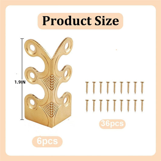 QZS Gold Vintage Metal Corner Protectors,Durable Table Edge Cover for Home,1.9x1In Portable Board Corner Protectors for Table(Pack of 6) Gold