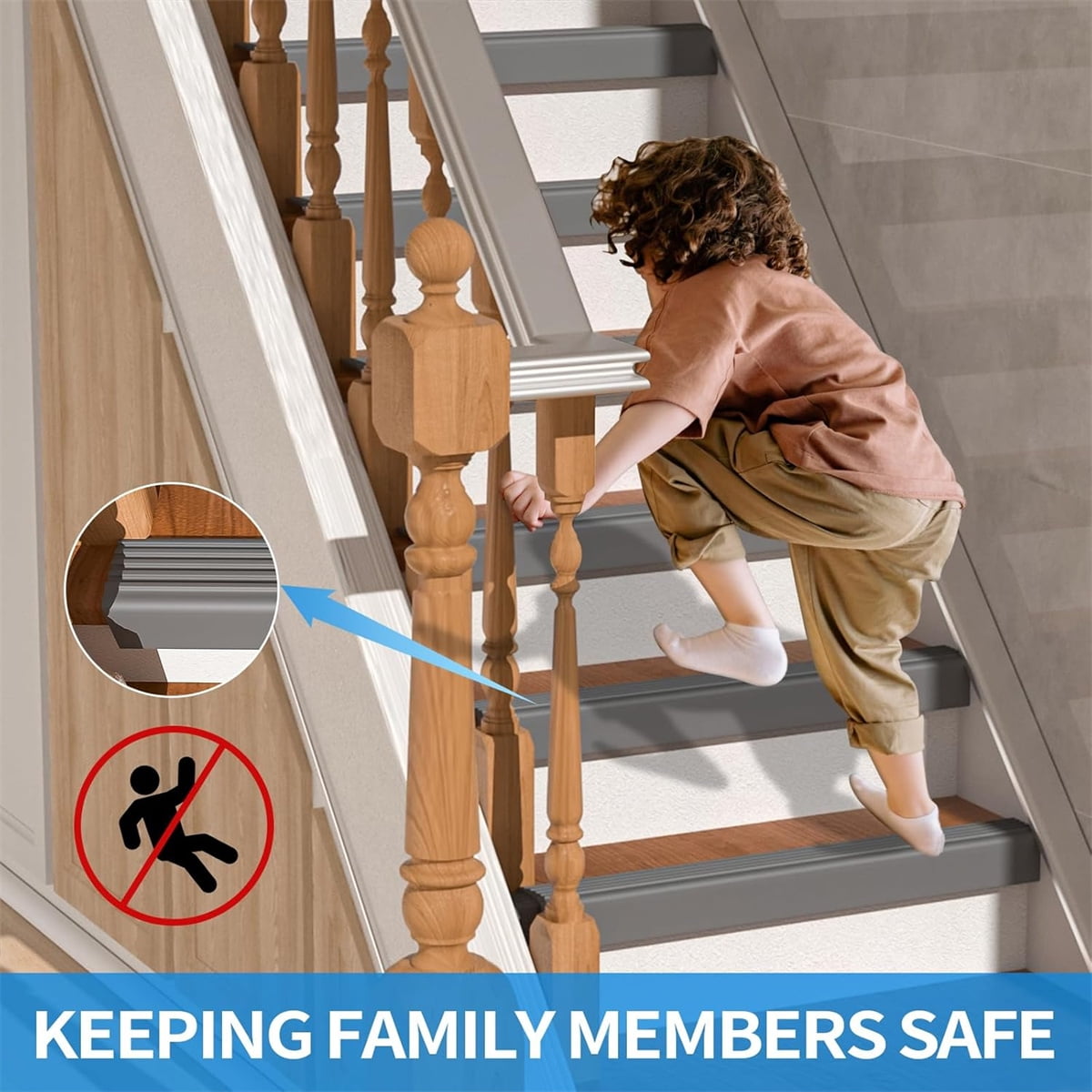 Vinyl Rubber Stair Nosing,Tutuviw Stair Edge Trim,Corner Guard,3 ft Self Adhesive Nose Molding Non-Slip Rubber Edge Protector Steps Trim Rubber Strips for Indoor & Outdoor Staircase Step Uses (Black) Gray