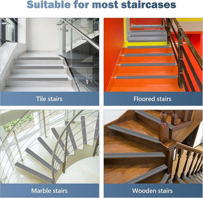 Vinyl Rubber Stair Nosing,Tutuviw Stair Edge Trim,Corner Guard,3 ft Self Adhesive Nose Molding Non-Slip Rubber Edge Protector Steps Trim Rubber Strips for Indoor & Outdoor Staircase Step Uses (Black) Gray
