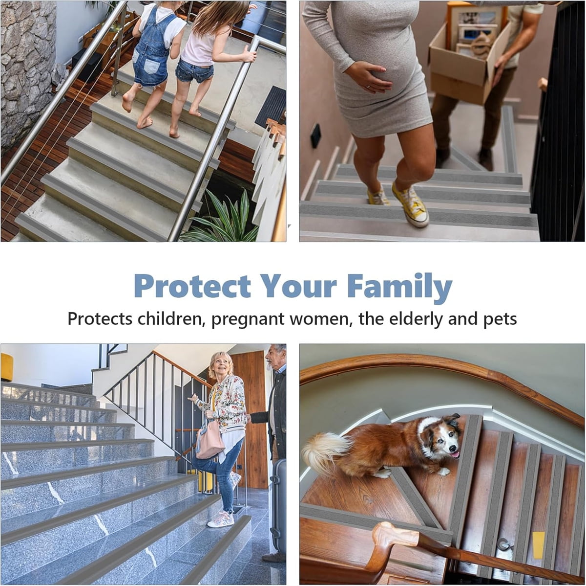 Vinyl Rubber Stair Nosing,Tutuviw Stair Edge Trim,Corner Guard,3 ft Self Adhesive Nose Molding Non-Slip Rubber Edge Protector Steps Trim Rubber Strips for Indoor & Outdoor Staircase Step Uses (Black) Gray