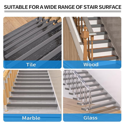 Vinyl Rubber Stair Nosing,Tutuviw Stair Edge Trim,Corner Guard,3 ft Self Adhesive Nose Molding Non-Slip Rubber Edge Protector Steps Trim Rubber Strips for Indoor & Outdoor Staircase Step Uses (Black) Gray