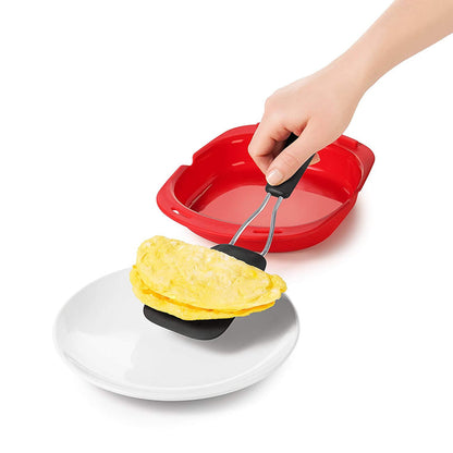 Travelwant Silicone Omelette Maker Microwave Oven Non Stick Omelette Maker Egg Roll Baking Plate Pan Omelette Maker Red