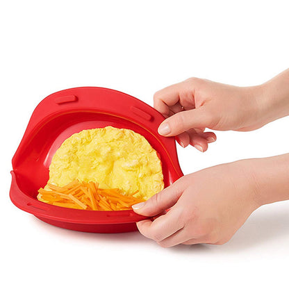 Travelwant Silicone Omelette Maker Microwave Oven Non Stick Omelette Maker Egg Roll Baking Plate Pan Omelette Maker Red