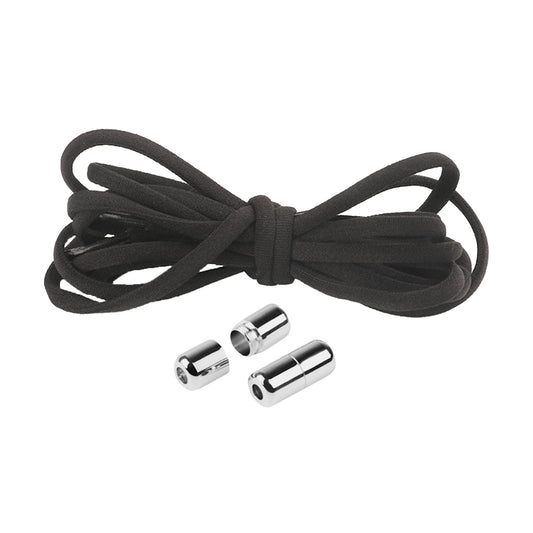harmtty 1 Pair Sneaker Shoelaces Wear-resistant Elastic with Metal Buckles Lock Shoe Laces for Slip On Shoes Black