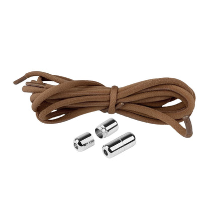 harmtty 1 Pair Sneaker Shoelaces Wear-resistant Elastic with Metal Buckles Lock Shoe Laces for Slip On Shoes,Black Brown