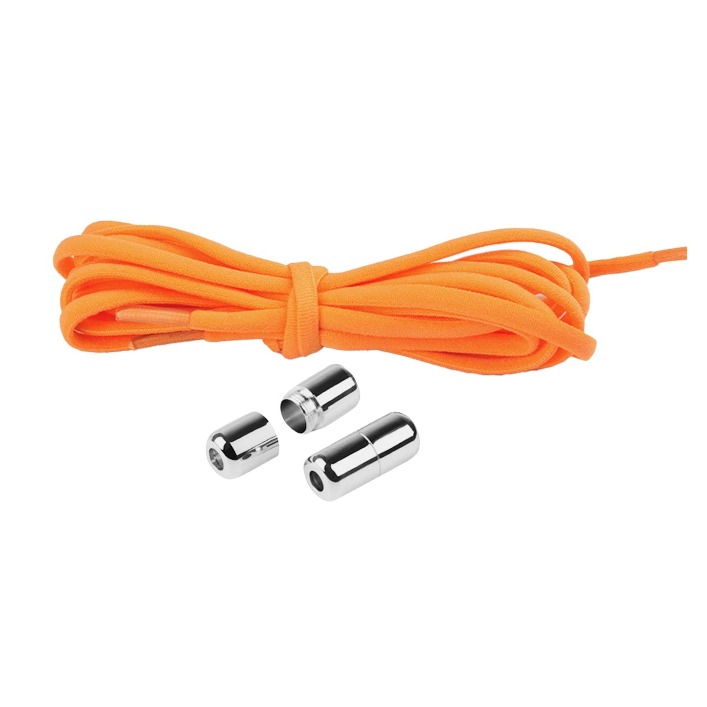 harmtty 1 Pair Sneaker Shoelaces Wear-resistant Elastic with Metal Buckles Lock Shoe Laces for Slip On Shoes,Black Orange