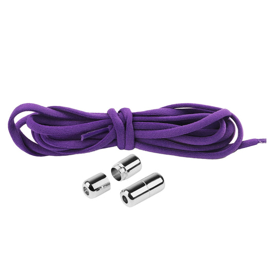 harmtty 1 Pair Sneaker Shoelaces Wear-resistant Elastic with Metal Buckles Lock Shoe Laces for Slip On Shoes,Black Purple