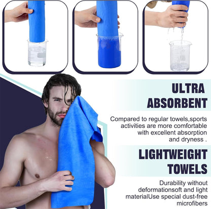Tutuviw Chamois Towel Quick Dry for Swimmers,2Pcs Microfiber Shammy Towel,Lightweight Chamois Towel for Diving Triathlons,Other Water Sports Beach Shower Pool Gym Camping (13 x 17in, Blue,Green)