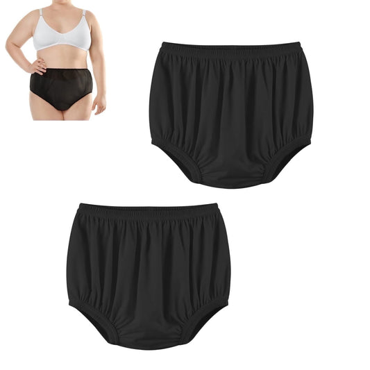 QZS Lightweight Diaper,2 Pack Portable Adult Leakproof Diapers Covers for Indoor,Portable Plastic Waterproof Incontinence Pants for Indoor,Outdoor,Black XL Black-Size M Black-Size M