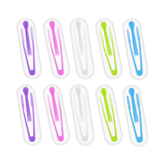 10Pack Portable Soft Contact Lens Remover Tool,QZS Contact Applicator & Inserter with Tip,Includes Tweezers & Soft Scoop for Home & Travel.