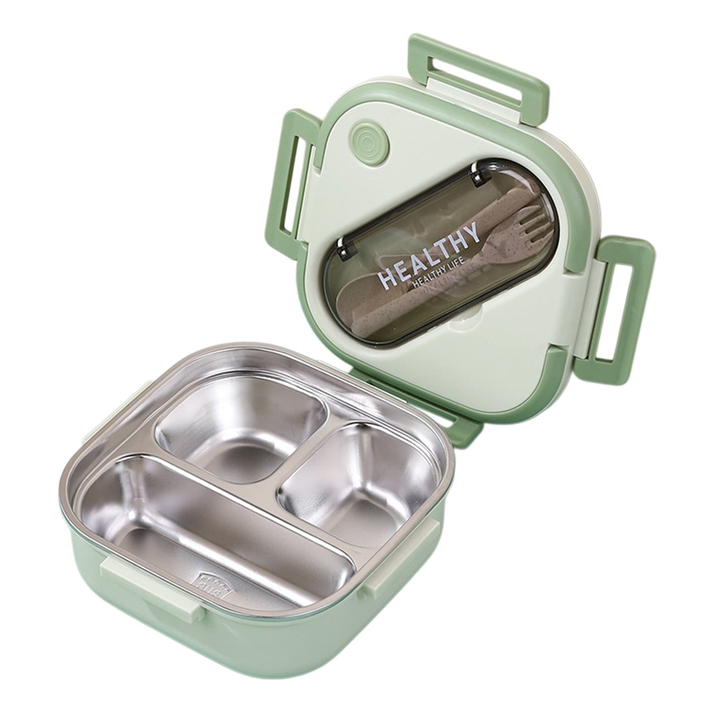 Aespoir Lunch Box, Toddler Lunch Box, Leak-Proof, Four-Sided Clasp for School,Camping,Travel, 7.5x7.5x3 In,Purple Green