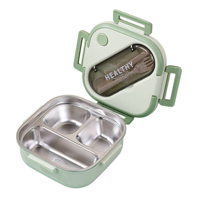 Aespoir Lunch Box, Toddler Lunch Box, Leak-Proof, Four-Sided Clasp for School,Camping,Travel, 7.5x7.5x3 In,Purple Green