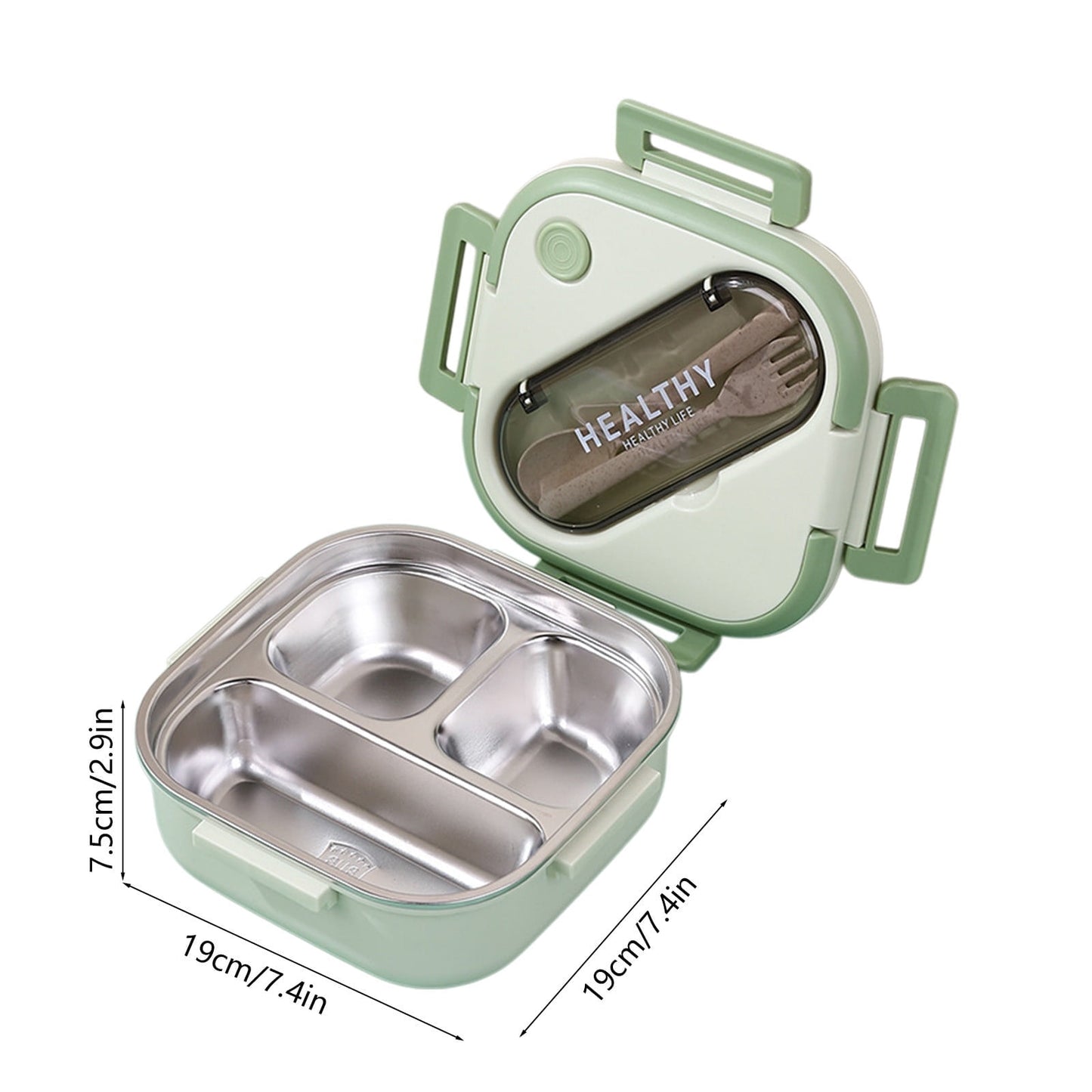 Aespoir Lunch Box, Toddler Lunch Box, Leak-Proof, Four-Sided Clasp for School,Camping,Travel, 7.5x7.5x3 In,Purple Green