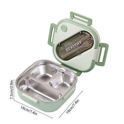 Aespoir Lunch Box, Toddler Lunch Box, Leak-Proof, Four-Sided Clasp for School,Camping,Travel, 7.5x7.5x3 In,Purple Green