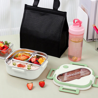 Aespoir Lunch Box, Toddler Lunch Box, Leak-Proof, Four-Sided Clasp for School,Camping,Travel, 7.5x7.5x3 In,Purple Green