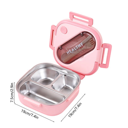 Aespoir Lunch Box, Toddler Lunch Box, Leak-Proof, Four-Sided Clasp for School,Camping,Travel, 7.5x7.5x3 In,Purple Green