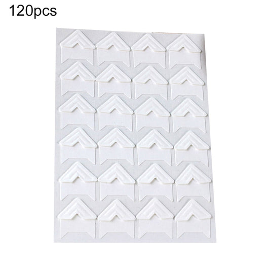 opvise 120Pcs Self-Adhesive Photo Frame Corner Sticker Craft Scrapbook Album Decor Silver White