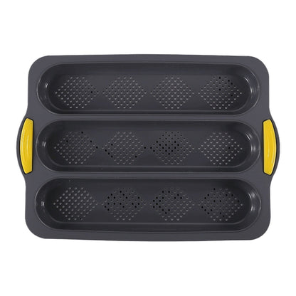 3-Slot French Bread Pan - Non Stick Silicone Baguette Mold for Hoagie, Sub Roll & Hot Dog Buns - Oven Safe Baking Tray with Vent Holes (Beige) Clearance D