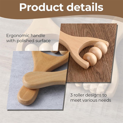 Wooden Massage Roller,Tutuviw 4 Pcs Portable Hand Roller Massagers,Wood Therapy Massages Roller Stick,Muscle Back Neck Shoulder Legs Massages Rollers for Gym Studio Office Home