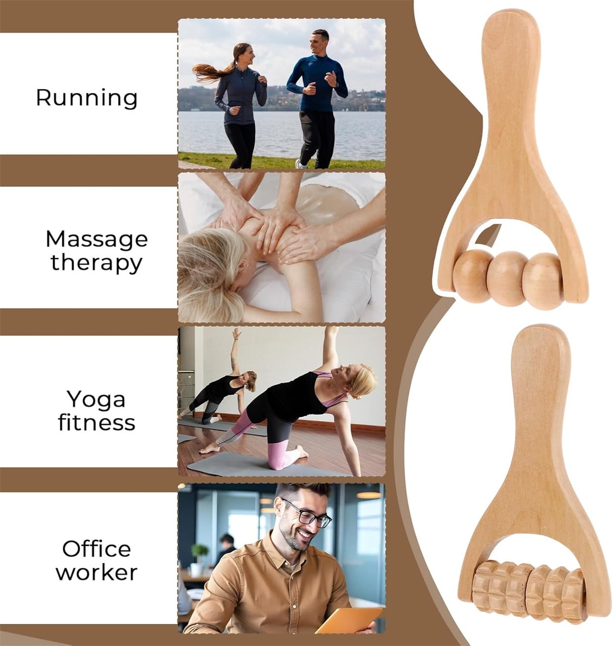 Wooden Massage Roller,Tutuviw 4 Pcs Portable Hand Roller Massagers,Wood Therapy Massages Roller Stick,Muscle Back Neck Shoulder Legs Massages Rollers for Gym Studio Office Home