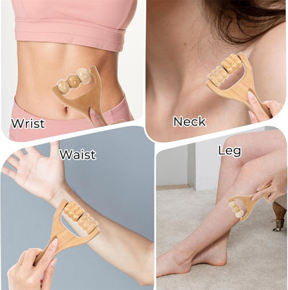 Wooden Massage Roller,Tutuviw 4 Pcs Portable Hand Roller Massagers,Wood Therapy Massages Roller Stick,Muscle Back Neck Shoulder Legs Massages Rollers for Gym Studio Office Home
